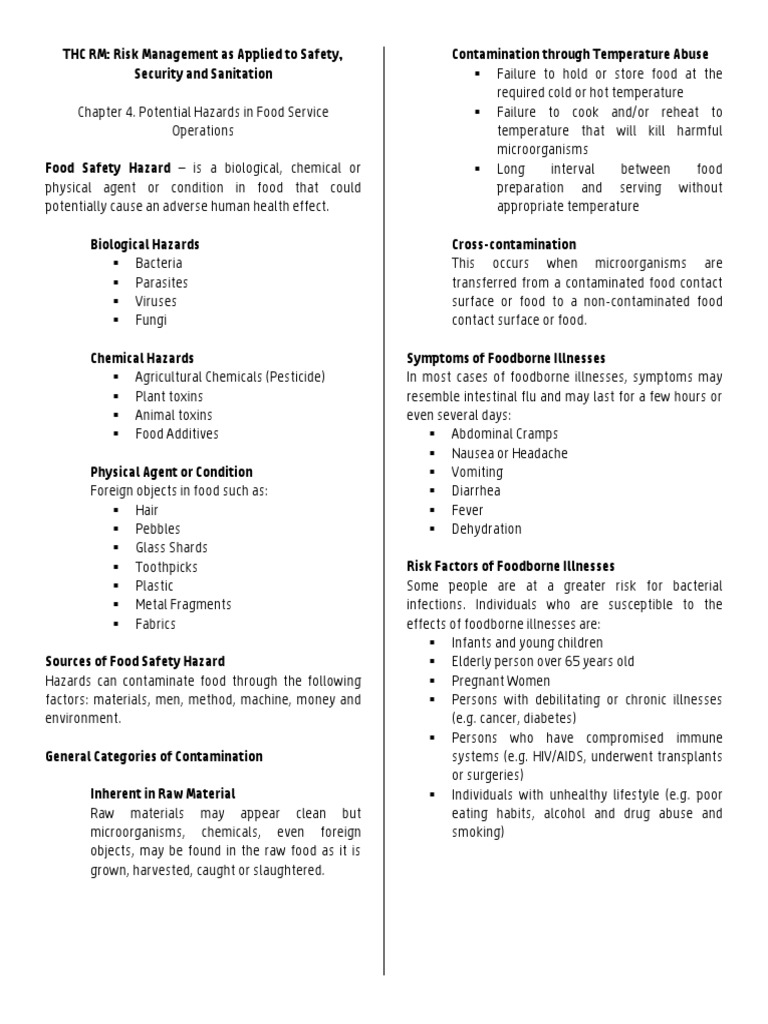 Food Safety Hazards in Service Operations | PDF | Foodborne Illness ...