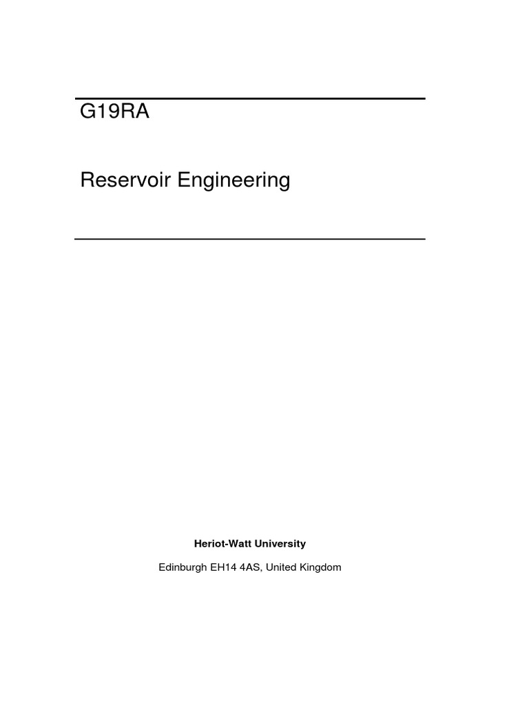 Reservoir Engineering Pdf Petroleum Reservoir Pressure