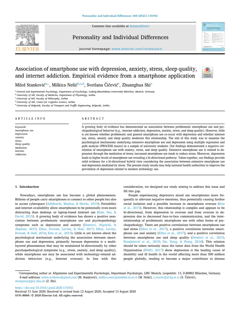Smartphone Use and Mental Health | PDF | Dependent And Independent ...
