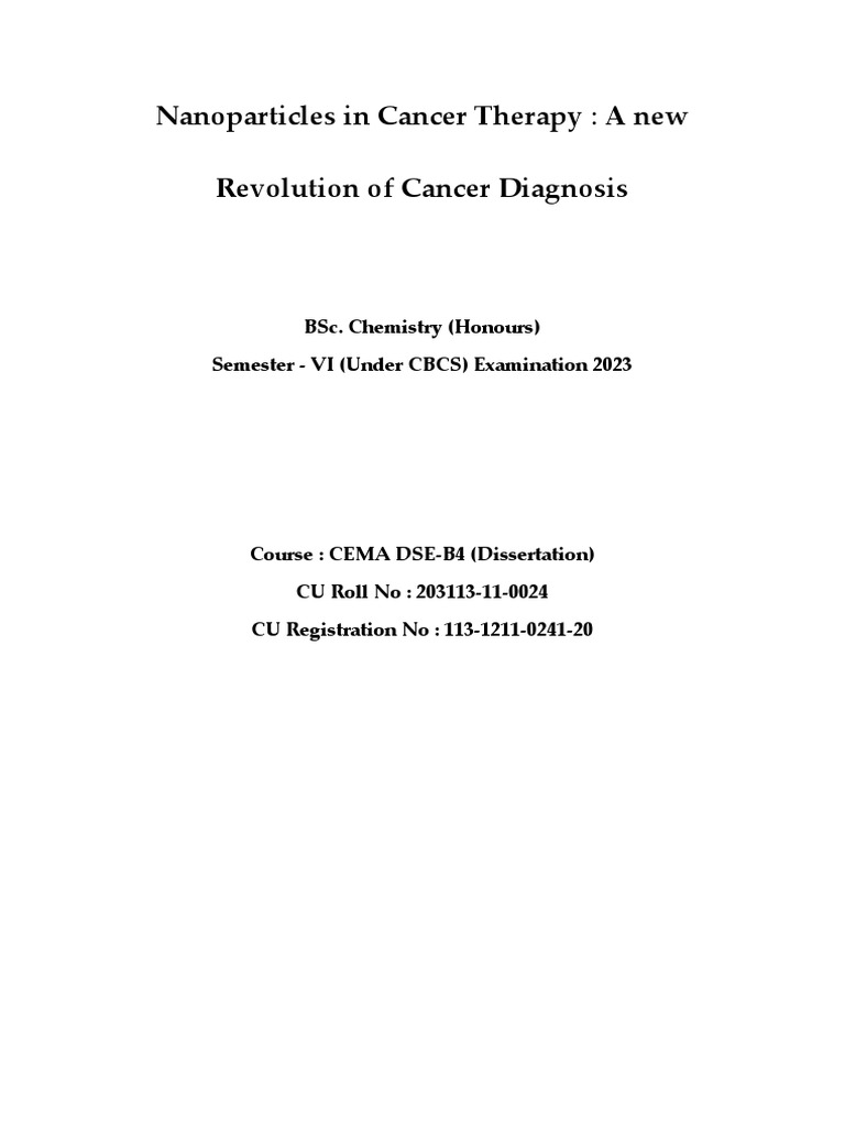 Nanoparticles in Cancer Therapy Overview | PDF
