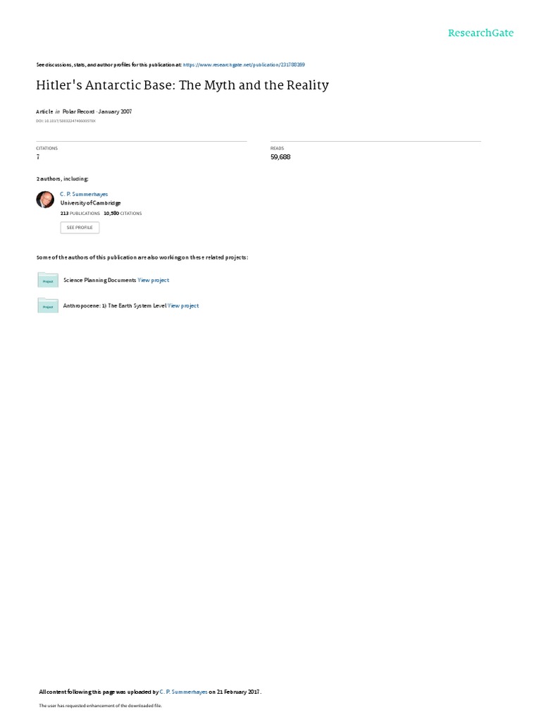 Hitlers Antarctic Base: The Myth and The Reality | PDF | Antarctica