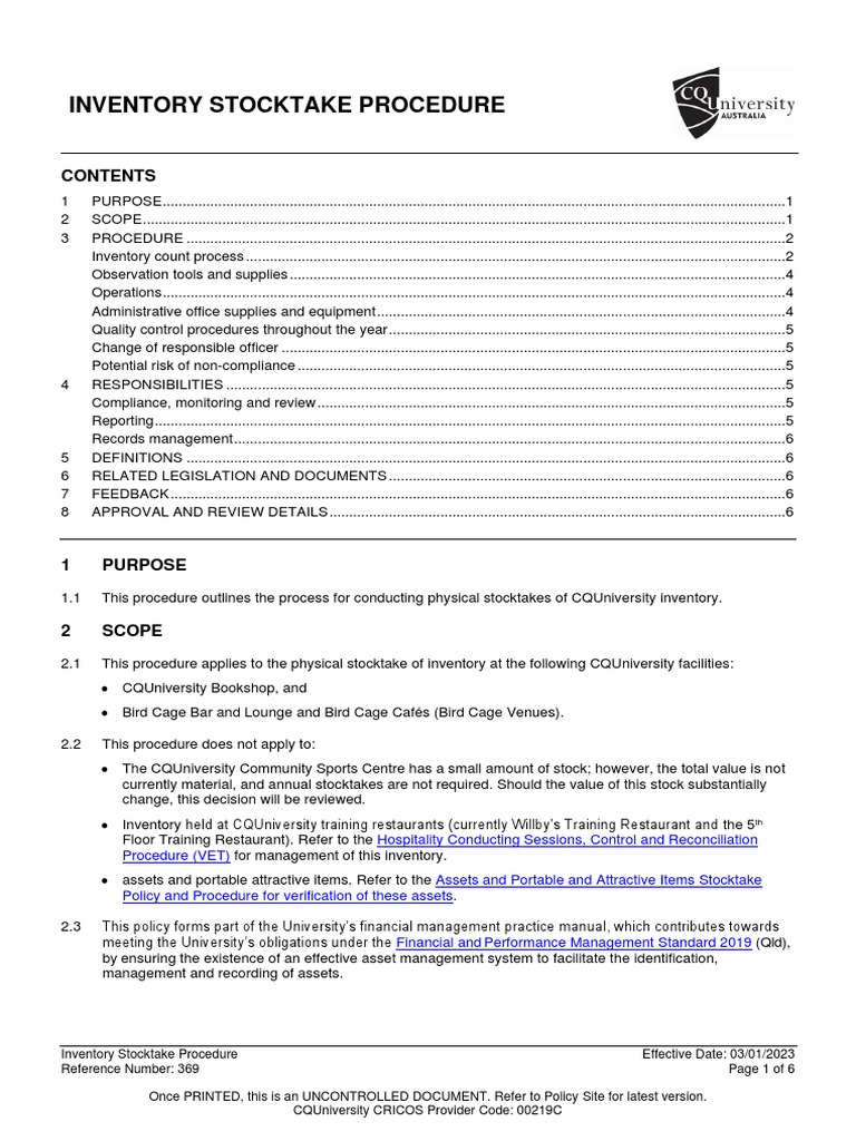 Inventory Stocktake Procedure PDF