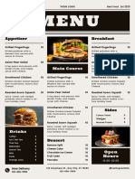 Newspaper Style Food Menu