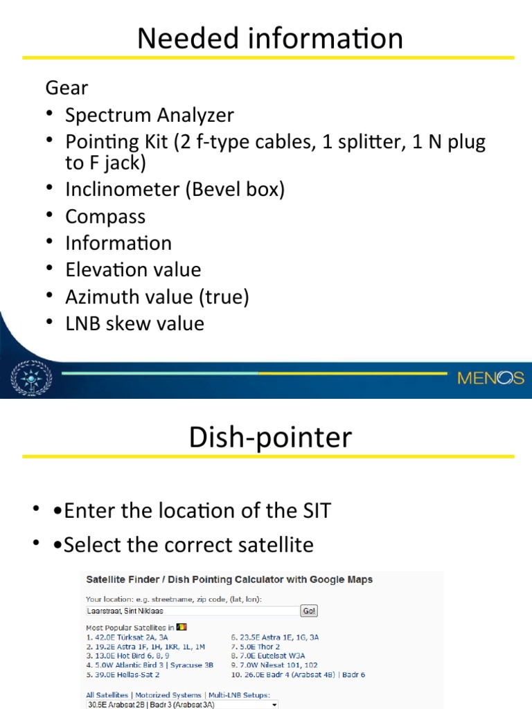 Satellite Dish Pointing Guide | PDF | Telecommunications Engineering ...