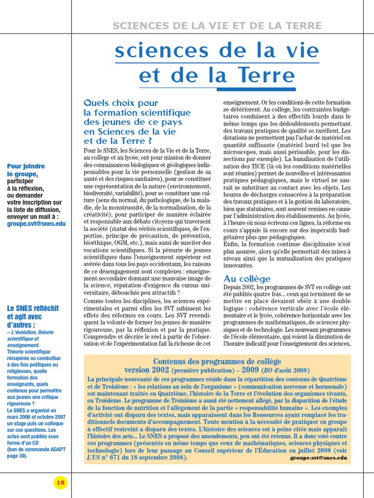 Sciences de La Vie Et de La Terre 2 | PDF