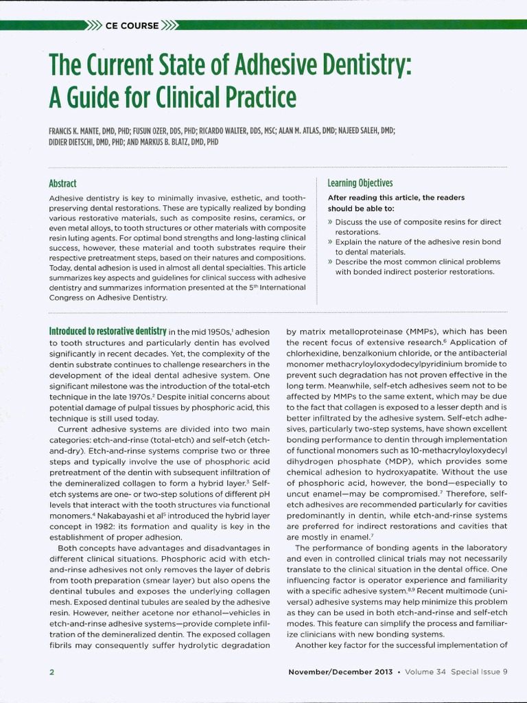 The Current State of Adhesive Dentistry PDF