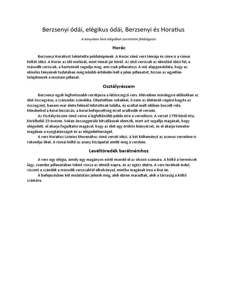 Berzsenyi Ódái PDF