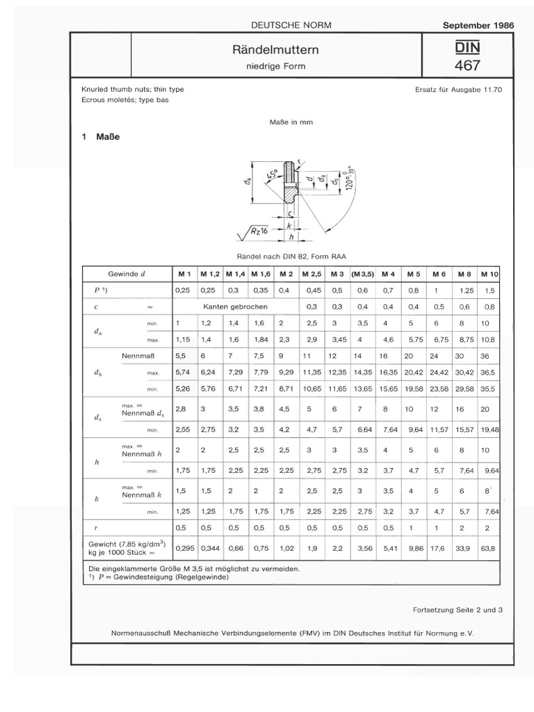 Din 467 1986-09 | PDF