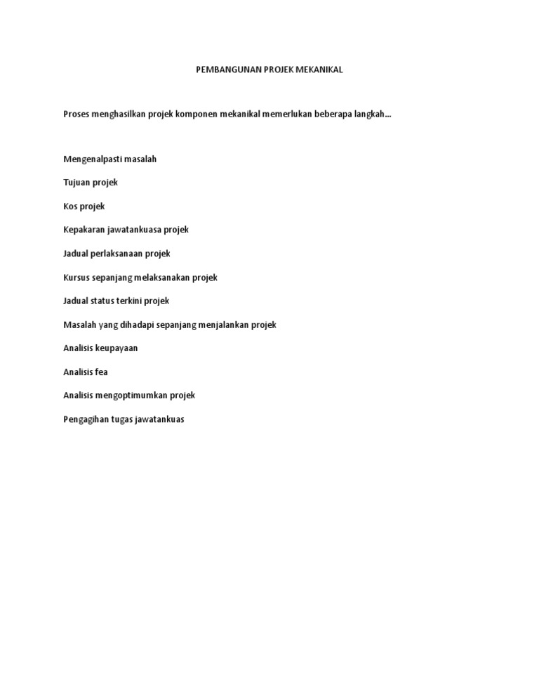 Pembangunan Projek Mekanikal | PDF