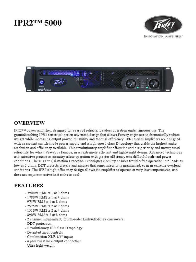 248 7988 Peavey Ipr2 5000 Amp Brochure PDF