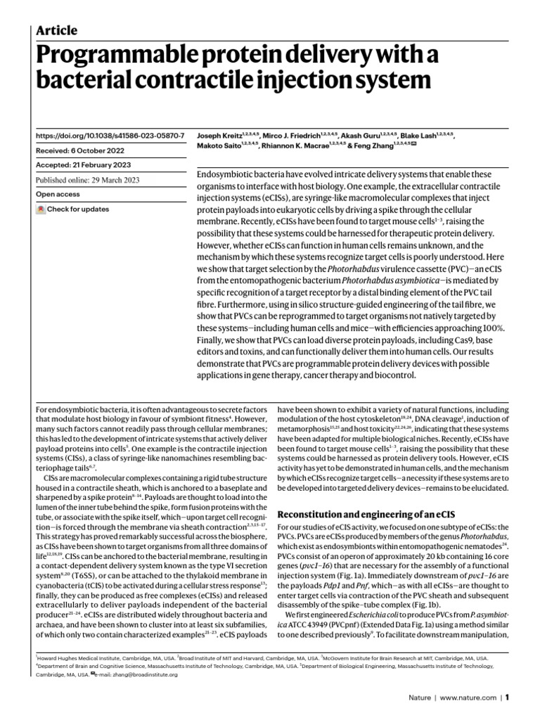 Programmable Protein Delivery With A Bacterial Contractile Injection ...