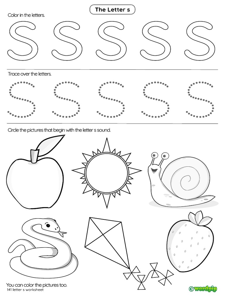 letter s worksheet 2 PDF
