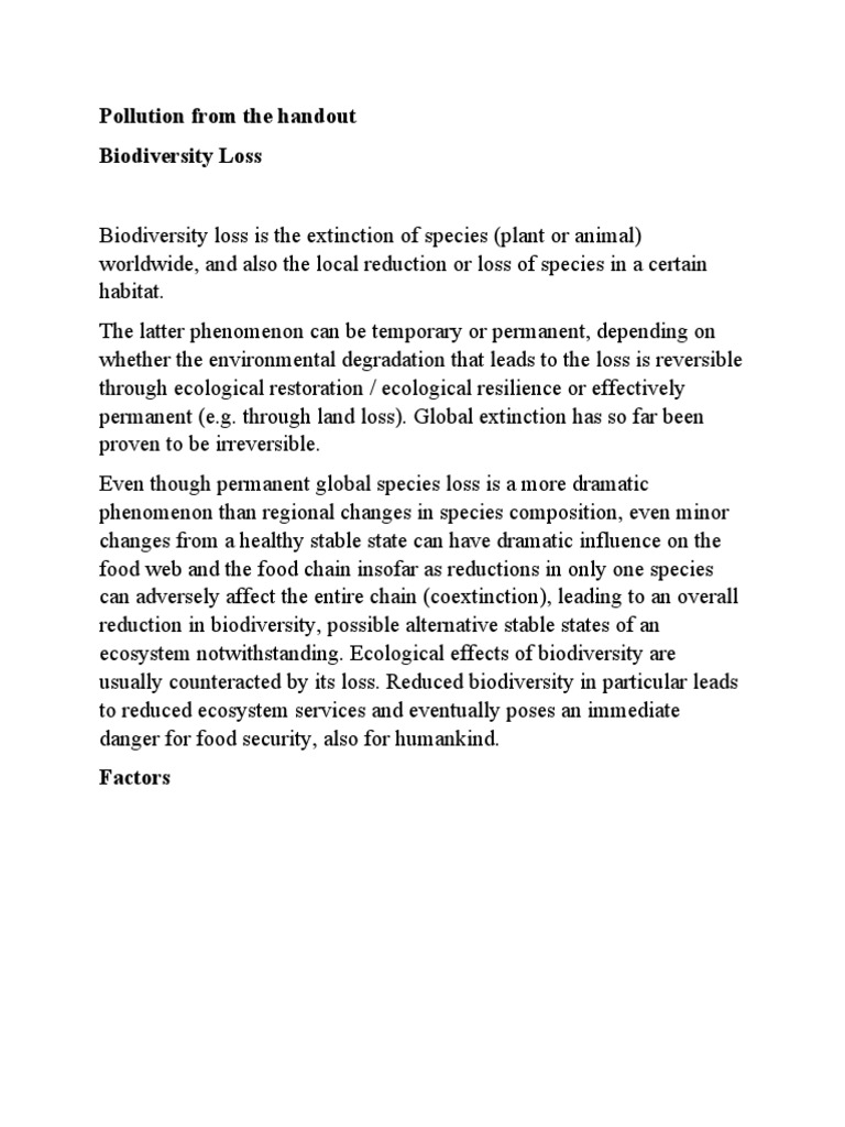 Biodiversity Loss and Pollution Hazards | PDF | Radiation | Biodiversity