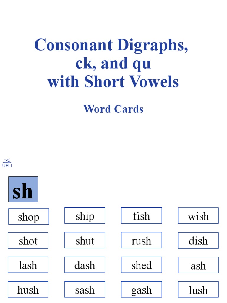 Consonant Digraphs CK Qu Short Vowels Word Cards Rev 9.21.20 PDF