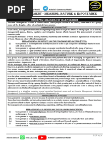 Management - Meaning, Nature & Importance - New Syllabus