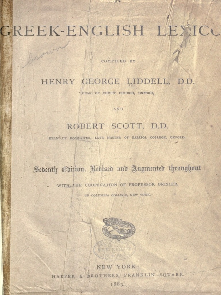 A GreekEnglish Lexicon Henry Liddell, Robert Scott PDF