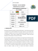 Plan de Gobierno Del Municipio de Villa Azurduy 2021