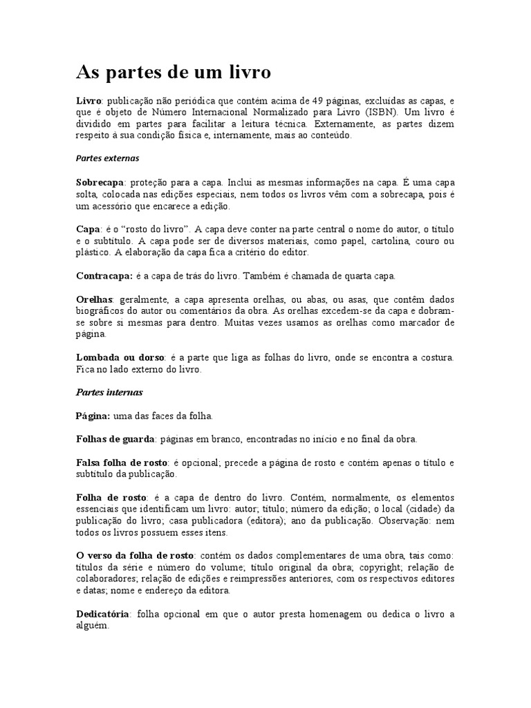 As Partes de Um Livro | PDF