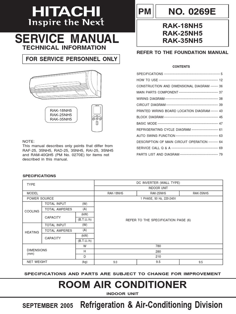 Hitachi 12k Inverter PDF Air Conditioning Fuse (Electrical)