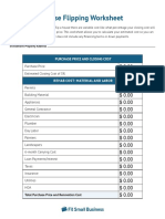 House Flipping Worksheet Template