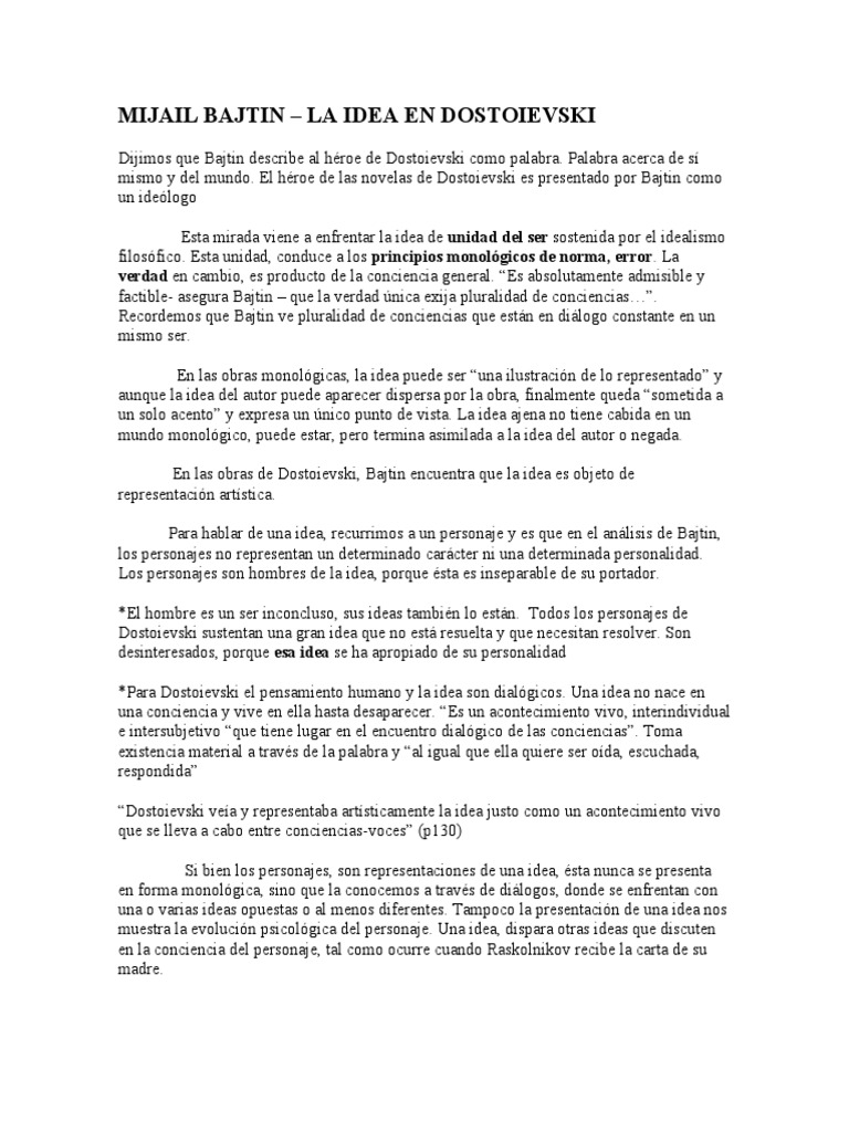 Mijail Bajtin. La Idea | PDF | Verdad | Autor