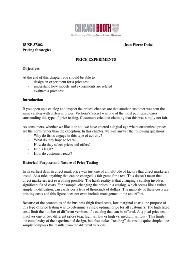 Price Testing Strategies Guide | PDF | Experiment | Pricing