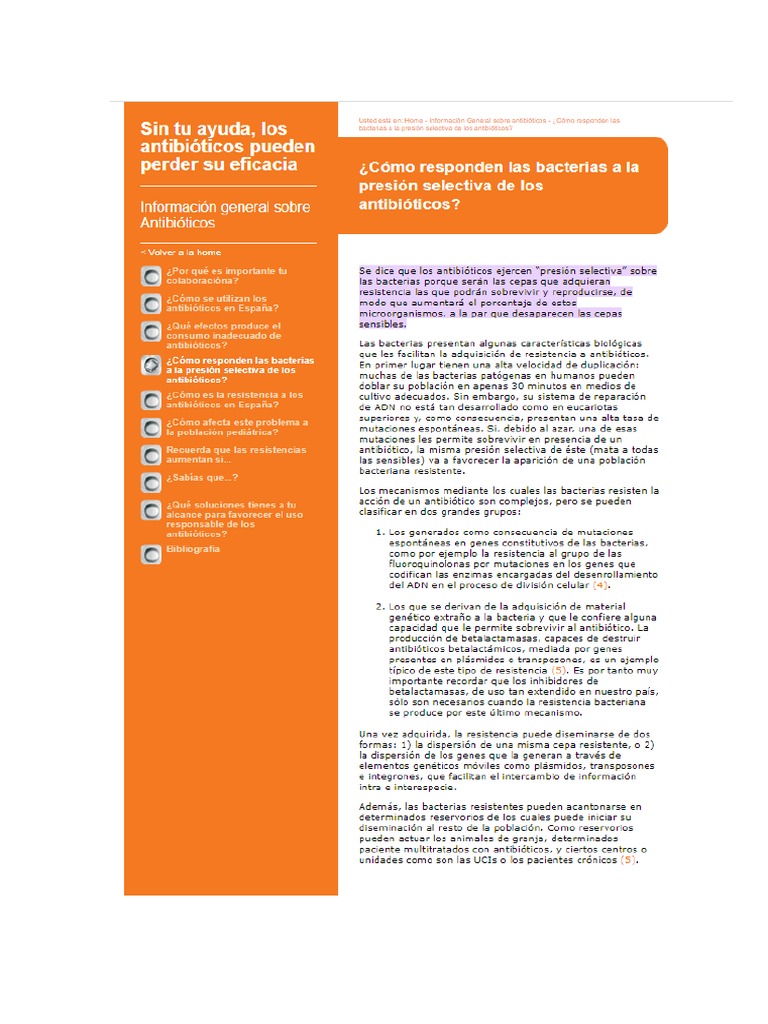 Respuesta bacteriana a presión selectiva | PDF | Plásmido | Las bacterias