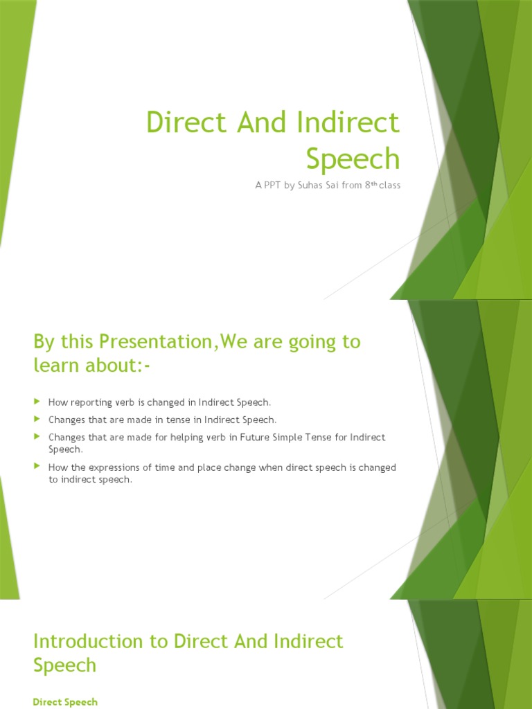 Direct vs Indirect Speech Rules | PDF | Verb | Linguistics