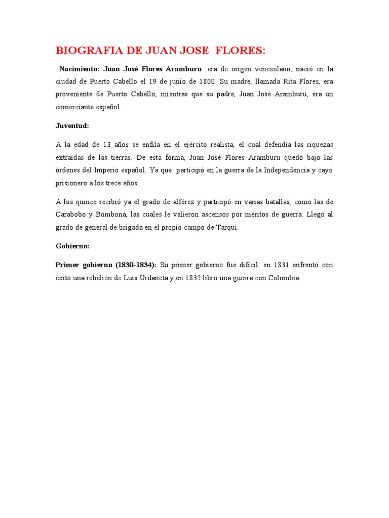Biografia de Juan Jose Flores | PDF