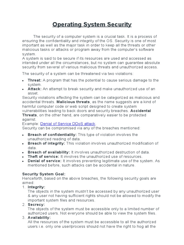 Operating System Security | PDF