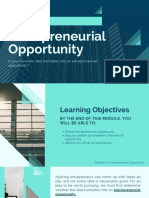 Module 9 Entrepreneurial Opportunity