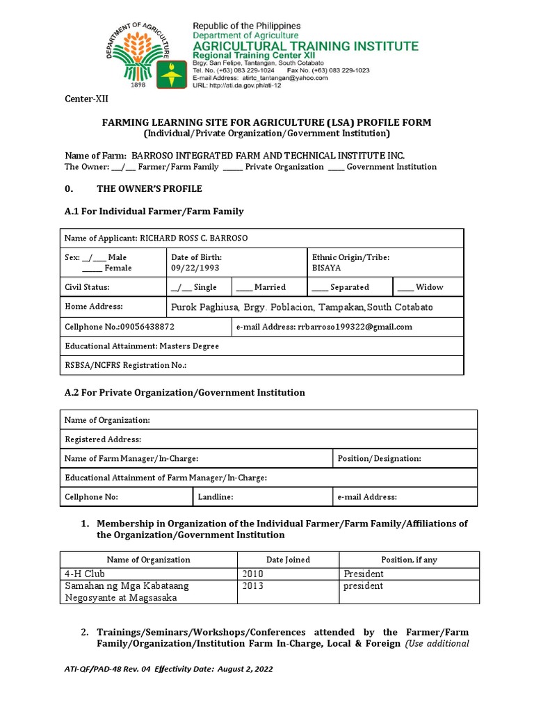 Barroso Integrated Farm Profile | PDF | Farms | Agriculture