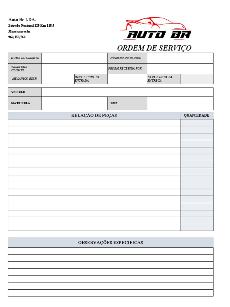 Ordem Serviço Mecanica | PDF