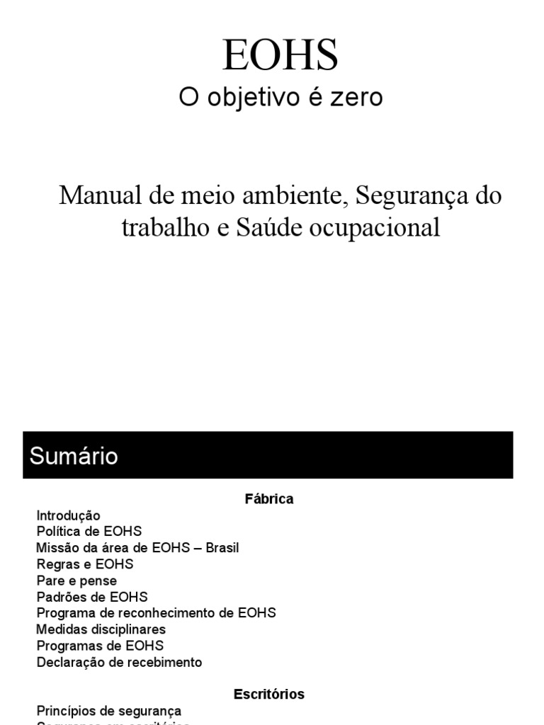 Segurança e Meio Ambiente no Trabalho | PDF | Ambiente natural ...