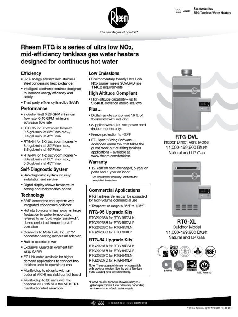 Water Heater Spec | PDF | Water Heating | Propane