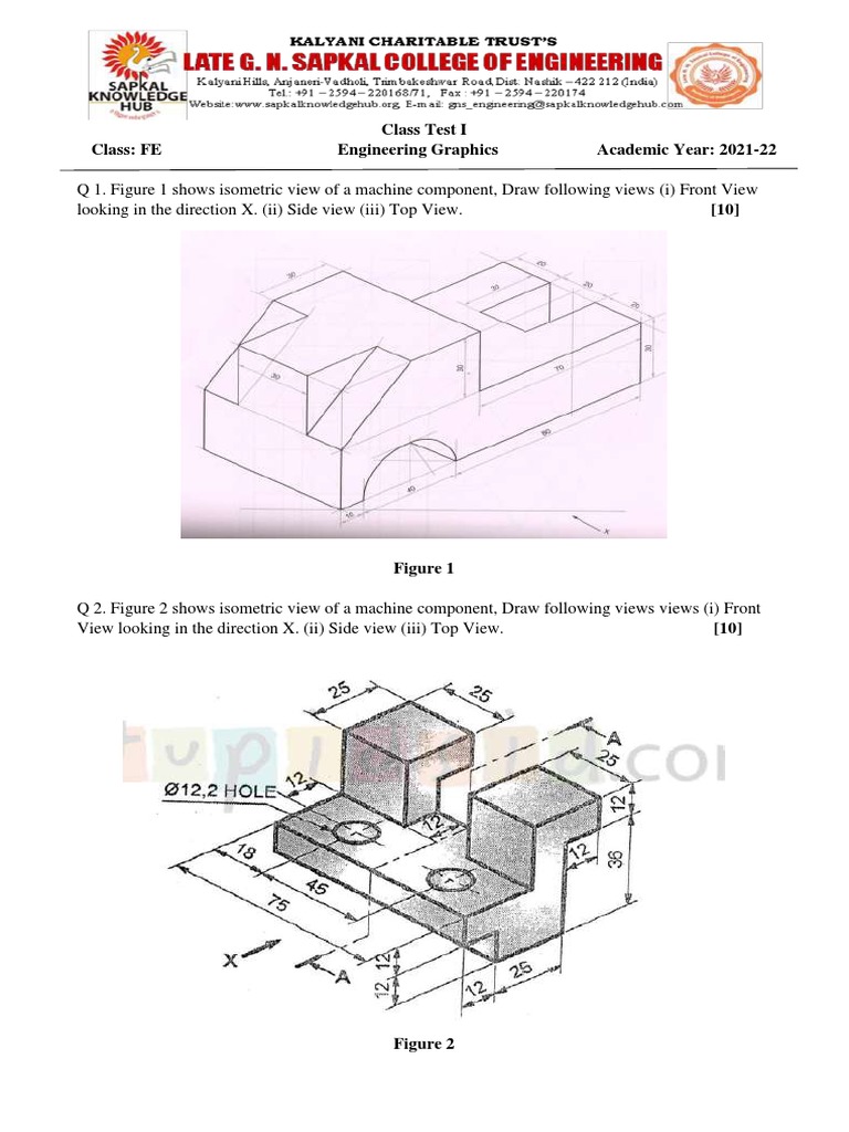 Engineering Graphics test-22-23 | PDF