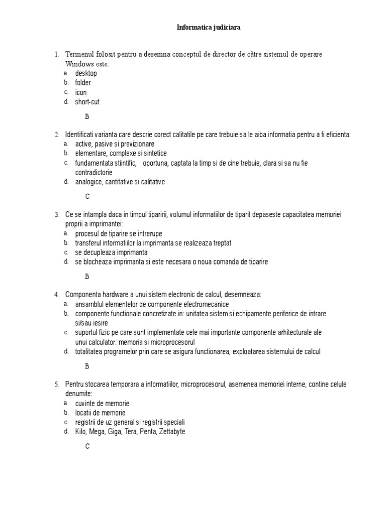 Informatica Judiciara Grile | PDF
