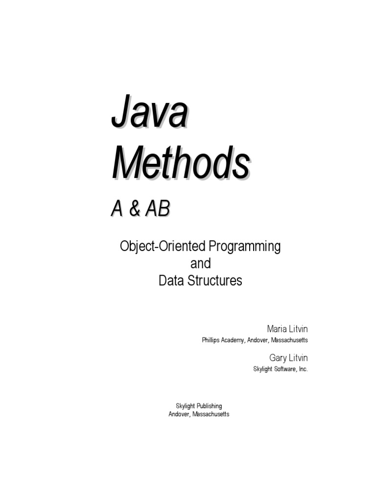 Java Methods A Ab Object-Oriented Programming and Data Structures ...