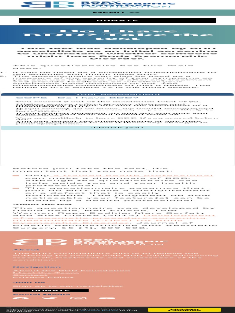 The Body Dysmorphia Test BDDF PDF Medicine Clinical Medicine