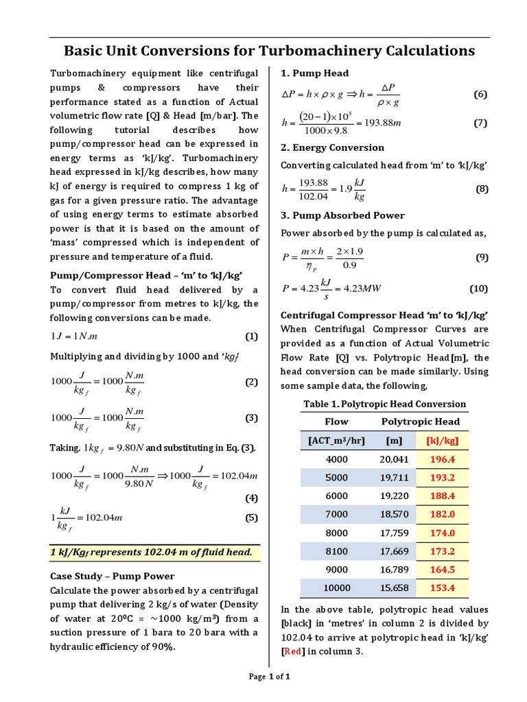 Turbomachinery Head Conversion Guide | PDF