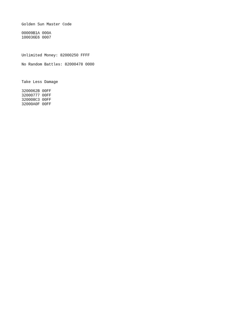 Cheats Golden Sun PDF