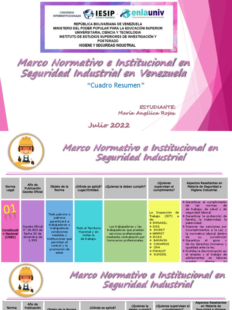 Marco Normativo e Institucional en Seguridad Industrial en Venezuela ...