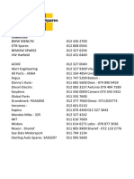 BMW Spares Contact List