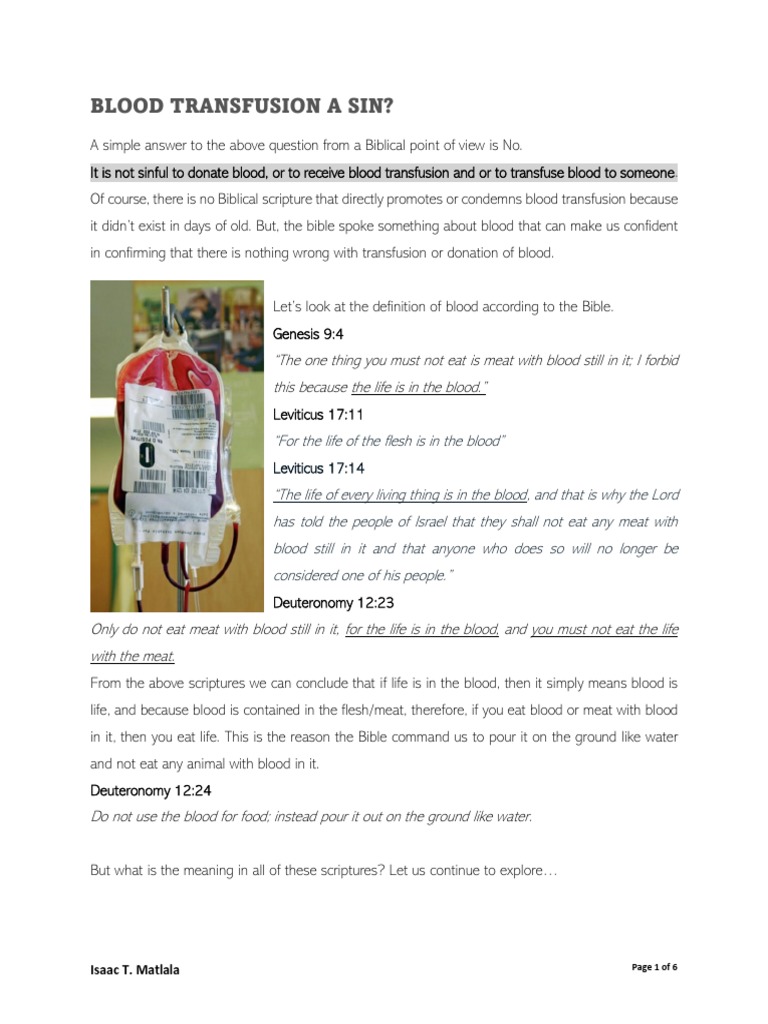 Is Blood Transfusion A Sin PDF