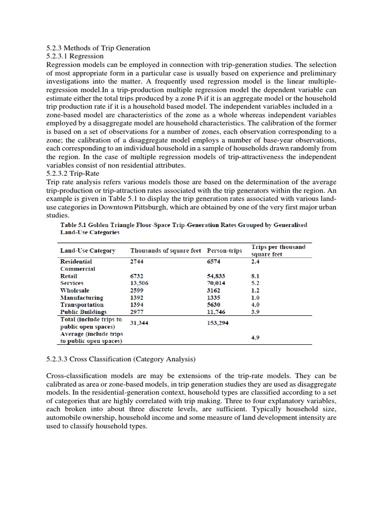 Trip Generation Methods Overview | PDF | Technology & Engineering