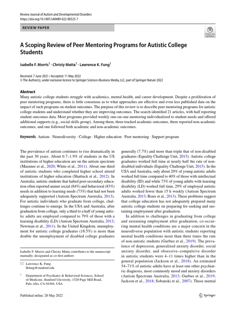 morris-2022-a-scoping-review-of-peer-mentoring-programs-for-autistic