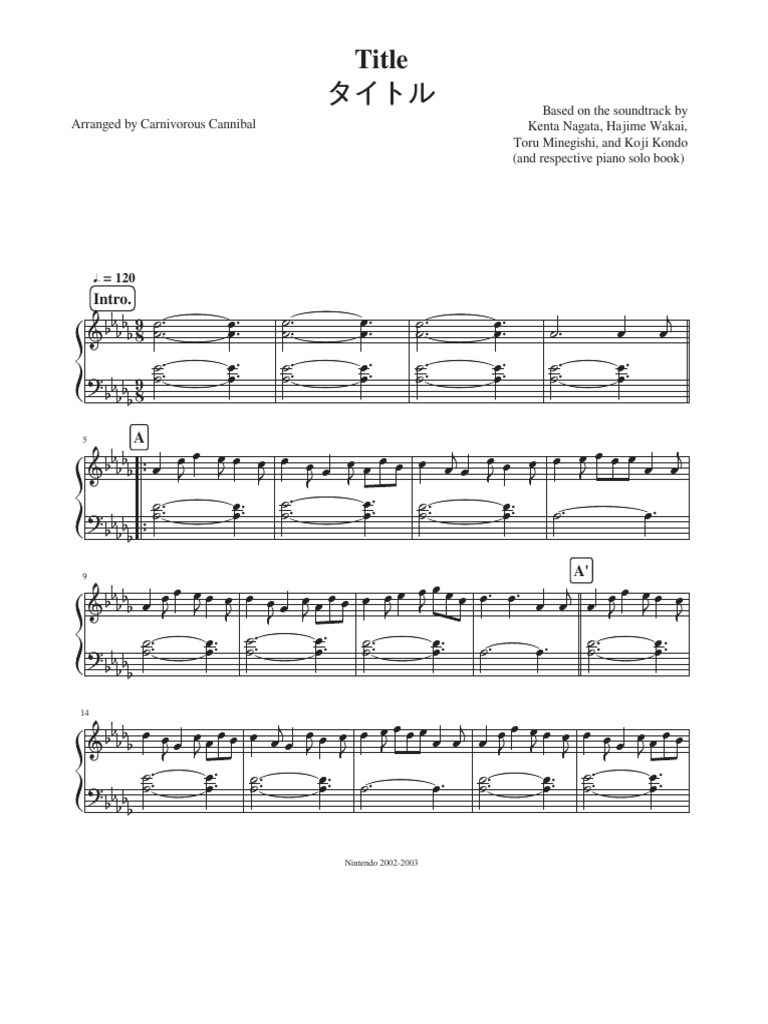 The Legend of Zelda The Wind Waker Piano | PDF