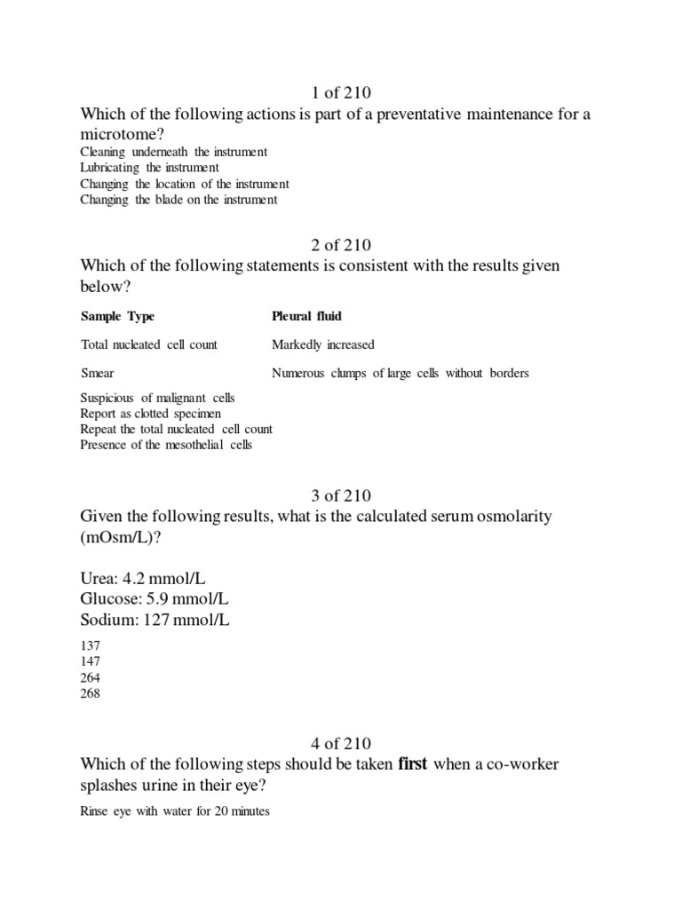CSMLS Exam Practice Questions Guide | PDF | Anemia | Staining