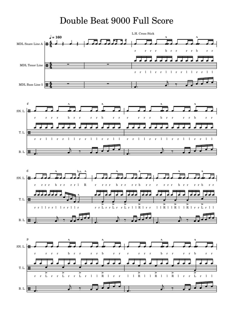 Double Beat 9000 Full Score | PDF | Rhythm And Meter | Musical Instruments