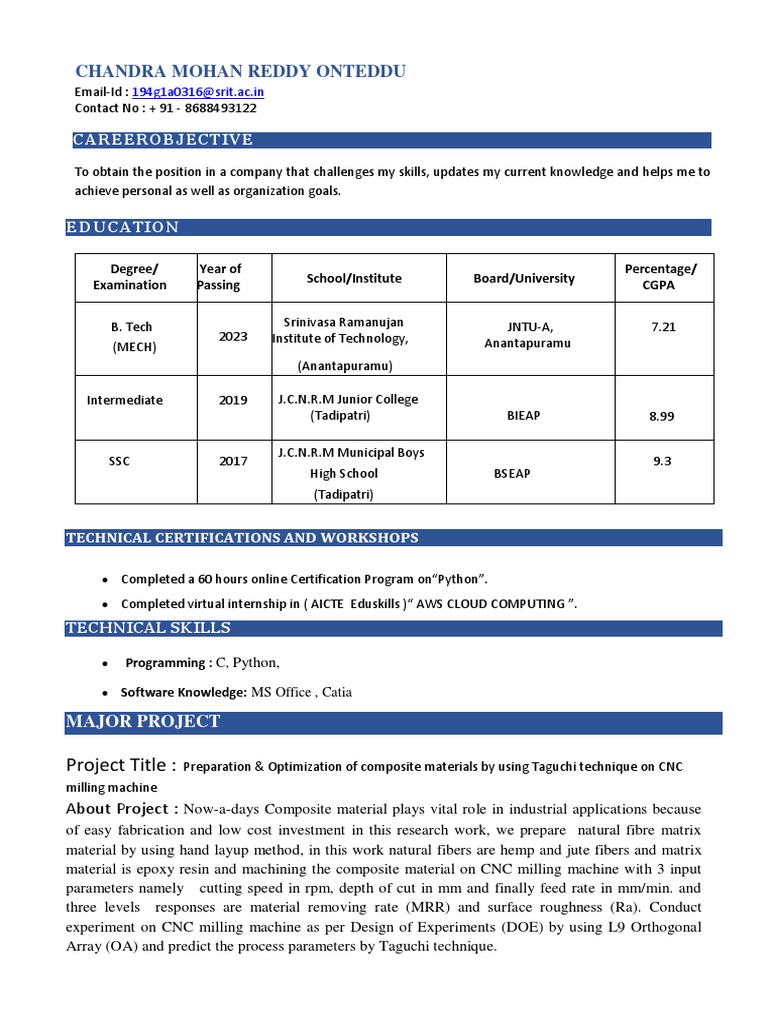 CHANDRA MOHAN REDDY (194G1A0316) .R | PDF | Composite Material ...